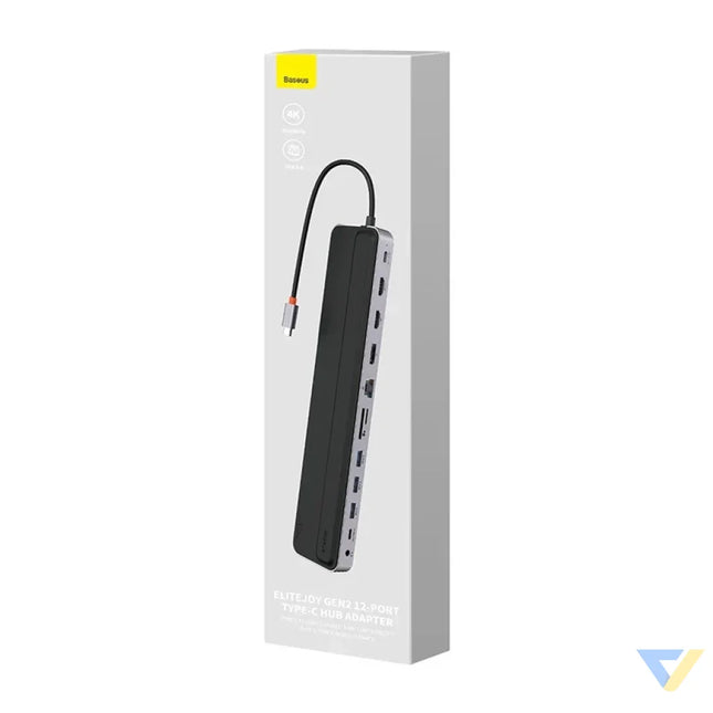 Hub 12w1 Baseus EliteJoy Gen2 series USB C do 2xHDMI + 3xUSB 3.0 + PD + DP + SD/TF + RJ45 + Type C + 3.5mm (dark grey)