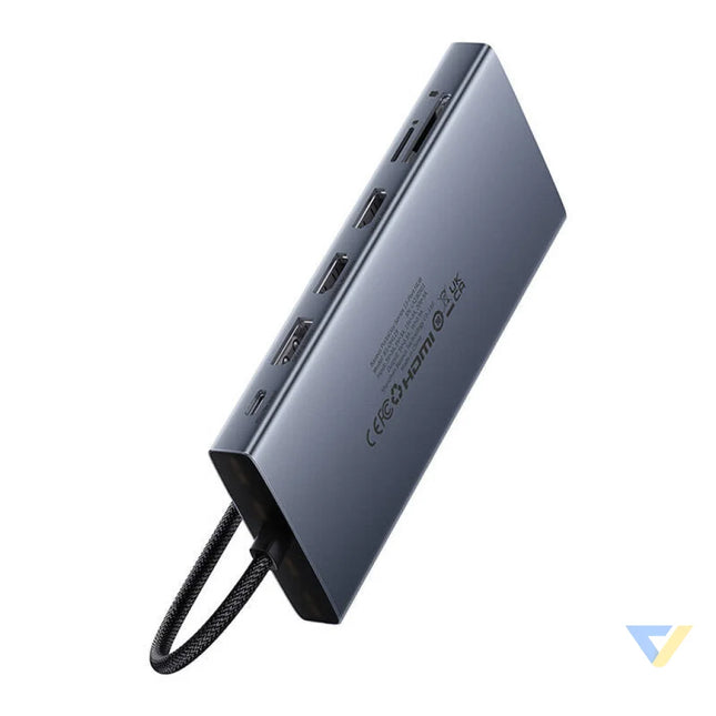 Hub 13in1 Baseus PortalJoy USB C to HDMI + DP + VGA + C + USB + PD + RJ45 + SD/TF + 3.5mm (grey) Hubs