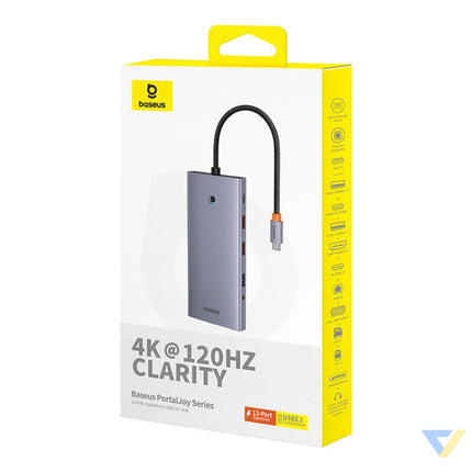 Hub 13in1 Baseus PortalJoy USB C to HDMI + DP + VGA + C + USB + PD + RJ45 + SD/TF + 3.5mm (grey) Hubs