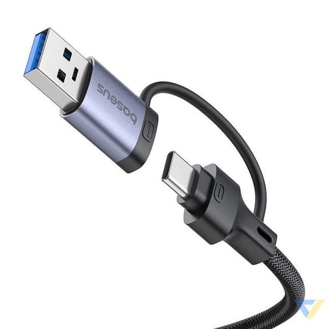 Hub 4in1 Baseus UltraJoy USB A&USB C to 3xUSB3.0 + USB C + RJ45 (grey) Hubs