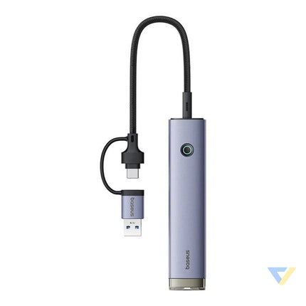 Hub 4in1 Baseus UltraJoy USB A&USB C to 3xUSB3.0 + USB C + RJ45 (grey) Hubs