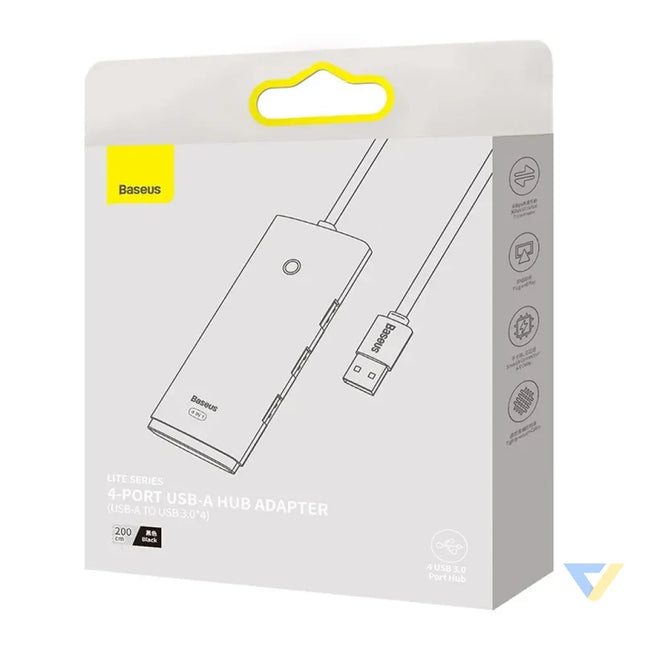Hub 4w1 Baseus Lite Series USB do 4x USB 3.0 2m (czarny) Hubs