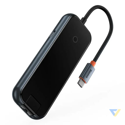 Hub 5in1 Baseus AcmeJoy series USB C to 2xUSB 3.0 + USB 2.0 + USB C PD + RJ45 (dark grey) Hubs
