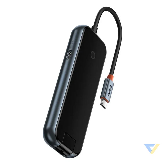 Hub 5in1 Baseus AcmeJoy series USB C to 2xUSB 3.0 + USB 2.0 + USB C PD + RJ45 (dark grey) Hubs