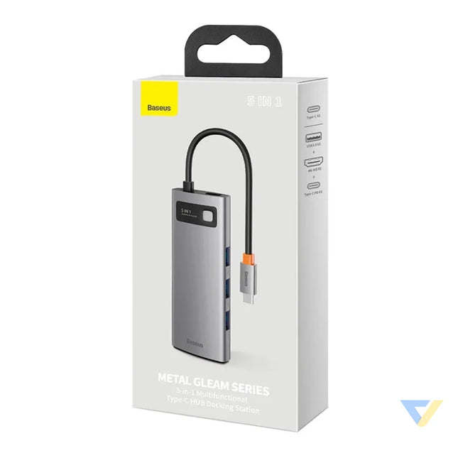 Hub 5in1 Baseus Metal Gleam Series USB C to 3x USB 3.0 + HDMI + USB C PD Hubs