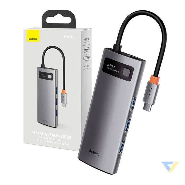Hub 5in1 Baseus Metal Gleam Series USB C to 3x USB 3.0 + HDMI + USB C PD Hubs