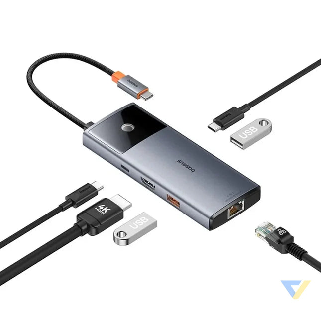 Hub 6in1 Baseus Metal Gleam 2 Series USB C to 2xUSB 3.0 + USB C + HDMI + USB C PD + Ethernet RJ45 Hubs