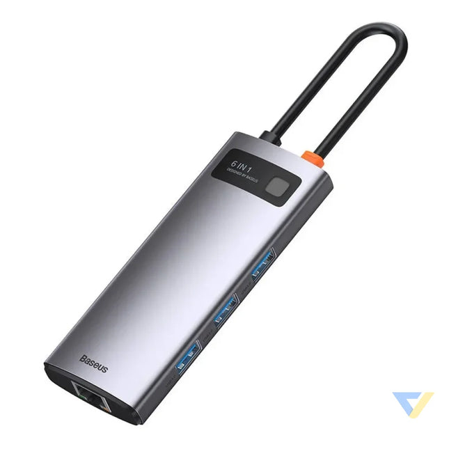 Hub 6in1 Baseus Metal Gleam Series USB C to 3x USB 3.0 + HDMI + USB C PD + Ethernet RJ45 Hubs