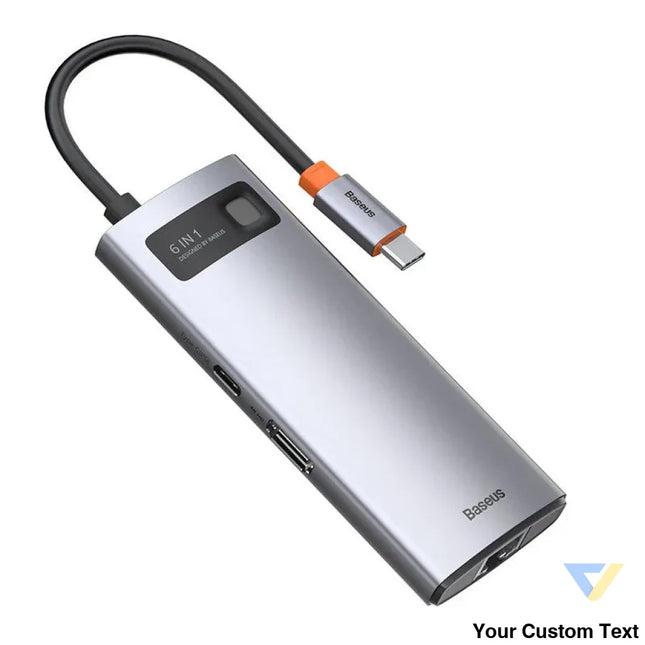 Hub 6in1 Baseus Metal Gleam Series USB C to 3x USB 3.0 + HDMI + USB C PD + Ethernet RJ45 Hubs