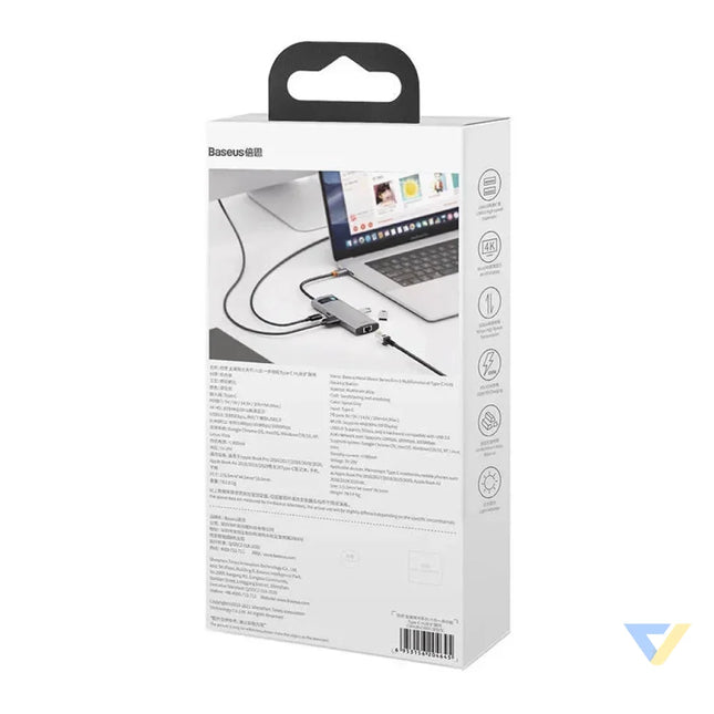 Hub 6in1 Baseus Metal Gleam Series USB C to 3x USB 3.0 + HDMI + USB C PD + Ethernet RJ45 Hubs