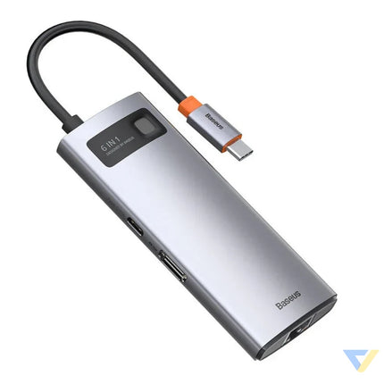 Hub 6in1 Baseus Metal Gleam Series USB C to 3x USB 3.0 + HDMI + USB C PD + Ethernet RJ45 Hubs
