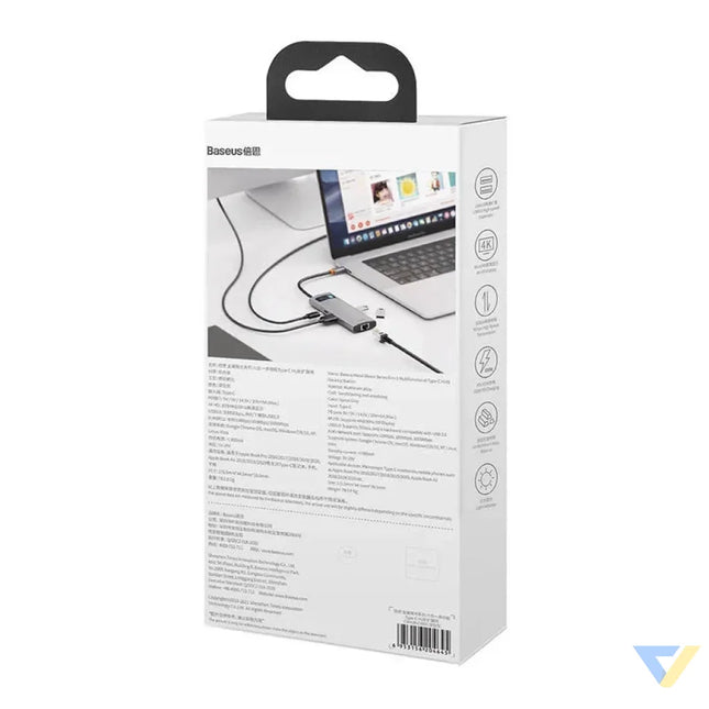 Hub 6in1 Baseus Metal Gleam Series USB C to 3x USB 3.0 + HDMI + USB C PD + Ethernet RJ45 Hubs