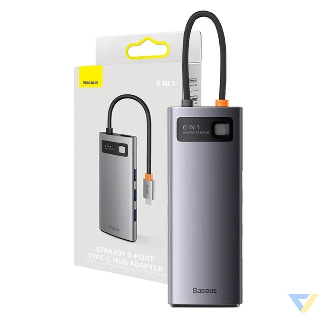 Hub 6in1 Baseus StarJoy Series USB C to 3x USB 3.0 + HDMI + USB C PD + RJ45 Hubs