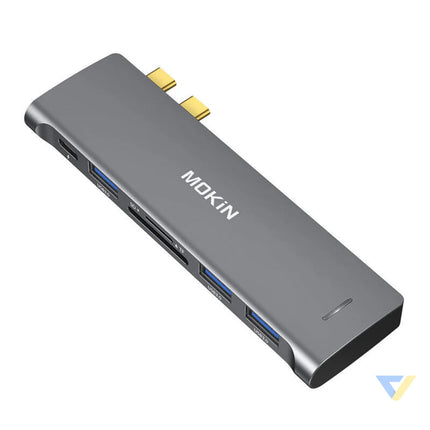 HUB 6in2 MOKiN USB C for Macbook 3xUSB A 1xUSB C 1xSD/MicroSD (silver) Hubs