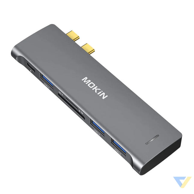 HUB 6in2 MOKiN USB C for Macbook 3xUSB A 1xUSB C 1xSD/MicroSD (silver) Hubs