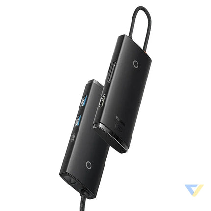 Hub 6w1 Baseus Lite Series USB C to 2x USB 3.0 + USB C PD + HDMI + SD/TF (black) Hubs