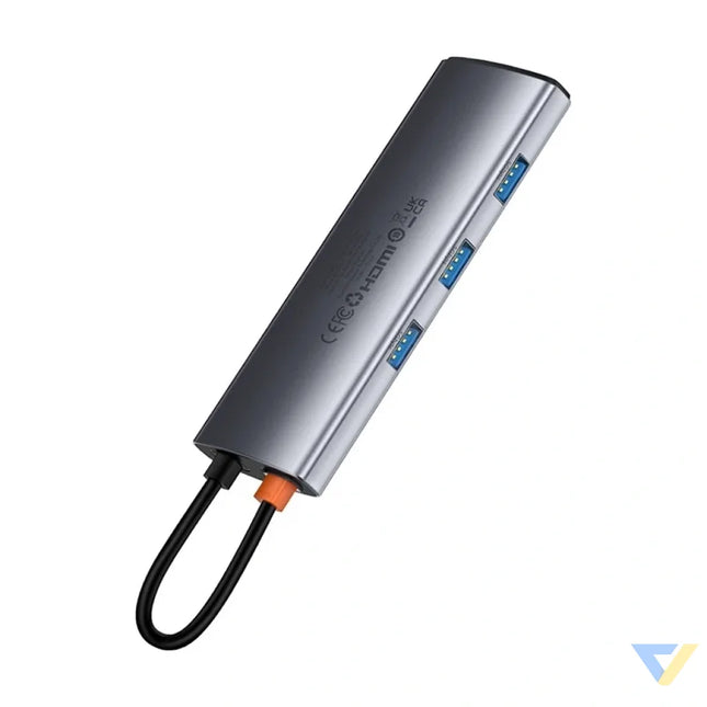 Hub 7in1 Baseus Gleam USB C to 1x HDMI4K 60Hz + 3x USB3.0 + 1x PD + 1x SD/TF (grey) Hubs