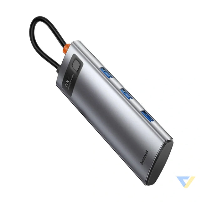 Hub 7in1 Baseus Gleam USB C to 1x HDMI4K 60Hz + 3x USB3.0 + 1x PD + 1x SD/TF (grey) Hubs