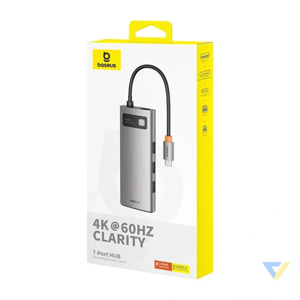 Hub 7in1 Baseus Gleam USB C to 1x HDMI4K 60Hz + 3x USB3.0 + 1x PD + 1x SD/TF (grey) Hubs