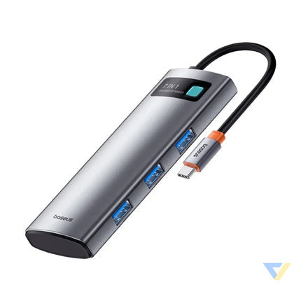 Hub 7in1 Baseus Gleam USB C to 1x HDMI4K 60Hz + 3x USB3.0 + 1x PD + 1x SD/TF (grey) Hubs