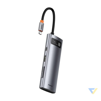 Hub 7in1 Baseus Gleam USB C to 1x HDMI4K 60Hz + 3x USB3.0 + 1x PD + 1x SD/TF (grey) Hubs