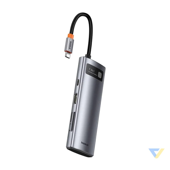 Hub 7in1 Baseus Gleam USB C to 1x HDMI4K 60Hz + 3x USB3.0 + 1x PD + 1x SD/TF (grey) Hubs