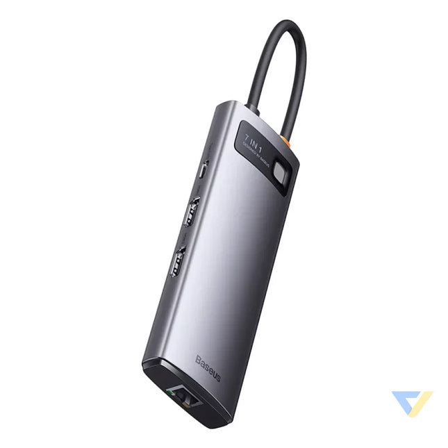 Hub 7in1 Baseus Metal Gleam Series USB C to 3x USB 3.0 + 2x HDMI + USB C PD + Ethernet RJ45 Hubs