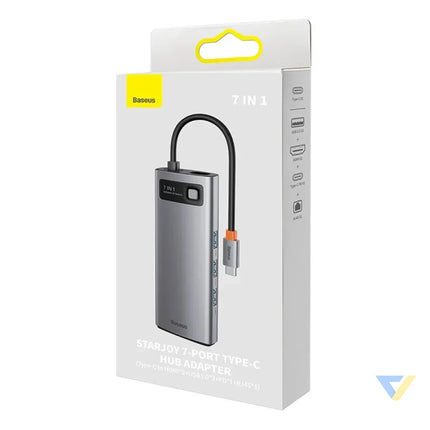 Hub 7in1 Baseus Metal Gleam Series USB C to 3x USB 3.0 + 2x HDMI + USB C PD + Ethernet RJ45 Hubs