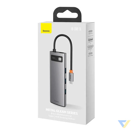 Hub 8in1 Baseus Metal Gleam Series USB C to 3x USB 3.0 + HDMI + USB C PD + Ethernet RJ45 + microSD/SD Hubs