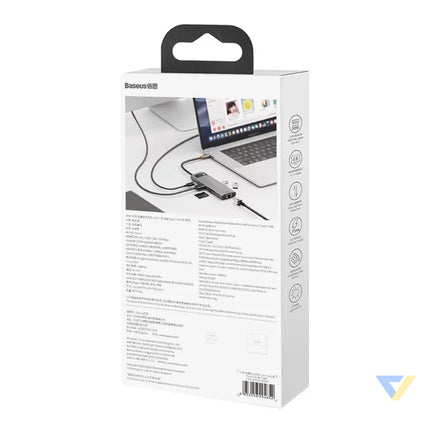 Hub 8in1 Baseus Metal Gleam Series USB C to 3x USB 3.0 + HDMI + USB C PD + Ethernet RJ45 + microSD/SD Hubs