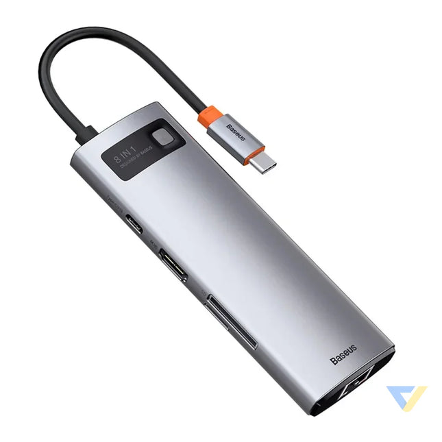 Hub 8in1 Baseus Metal Gleam Series USB C to 3x USB 3.0 + HDMI + USB C PD + Ethernet RJ45 + microSD/SD Hubs
