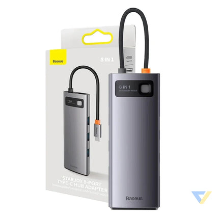 Hub 8w1 Baseus StarJoy Metal Glam Series USB C do HDMI + 3 x USB 3.0 + USB C PD + RJ45 + SD/TF Hubs