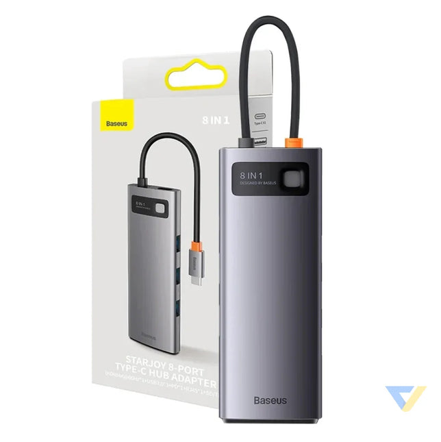 Hub 8w1 Baseus StarJoy Metal Glam Series USB C do HDMI + 3 x USB 3.0 + USB C PD + RJ45 + SD/TF Hubs