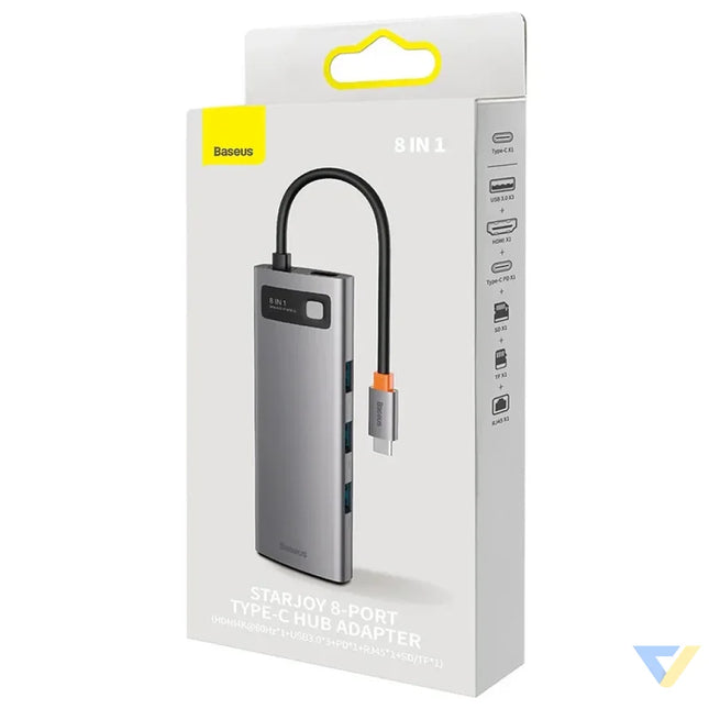 Hub 8w1 Baseus StarJoy Metal Glam Series USB C do HDMI + 3 x USB 3.0 + USB C PD + RJ45 + SD/TF Hubs