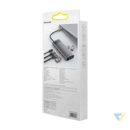 Hub 9in1 Baseus Metal Gleam Series USB C to 2x USB 3.0 + 2x HDMI + USB 2.0 + USB C PD + Ethernet RJ45 + microSD/SD Hubs