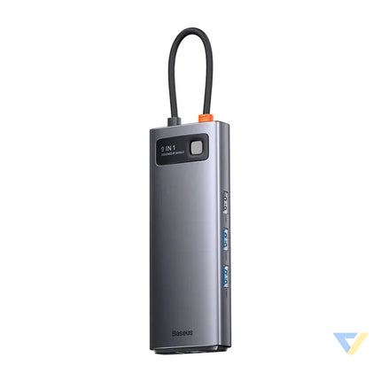 Hub 9in1 Baseus Metal Gleam Series USB C to 2x USB 3.0 + 2x HDMI + USB 2.0 + USB C PD + Ethernet RJ45 + microSD/SD Hubs