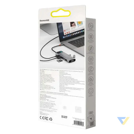 Hub 9in1 Baseus Metal Gleam Series USB C to 3x USB 3.0 + HDMI + USB C PD + Ethernet RJ45 + microSD/SD + VGA Hubs