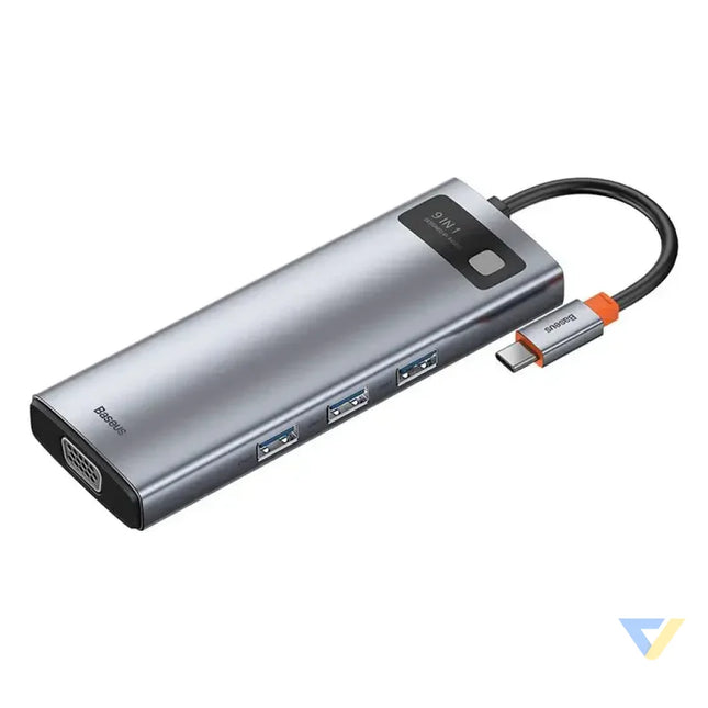 Hub 9in1 Baseus Metal Gleam Series USB C to 3x USB 3.0 + HDMI + USB C PD + Ethernet RJ45 + microSD/SD + VGA Hubs