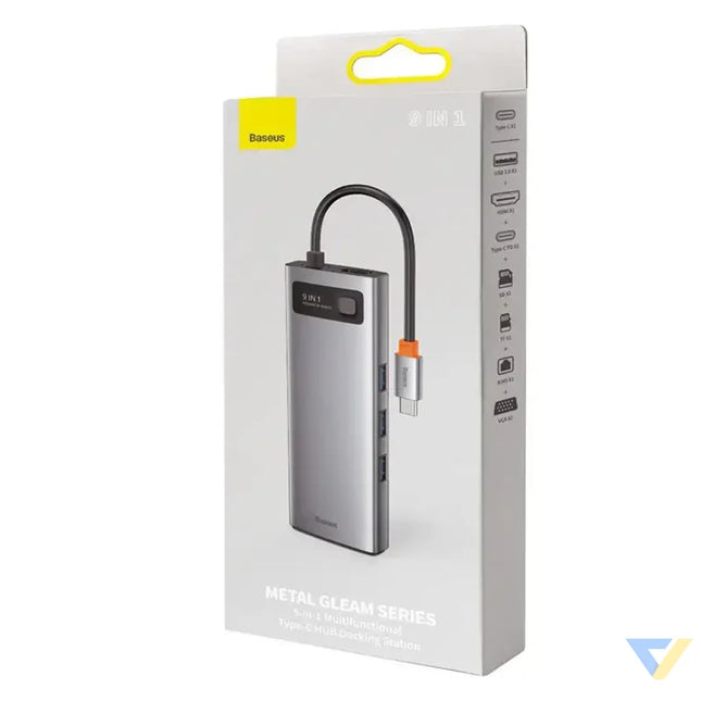 Hub 9in1 Baseus Metal Gleam Series USB C to 3x USB 3.0 + HDMI + USB C PD + Ethernet RJ45 + microSD/SD + VGA Hubs
