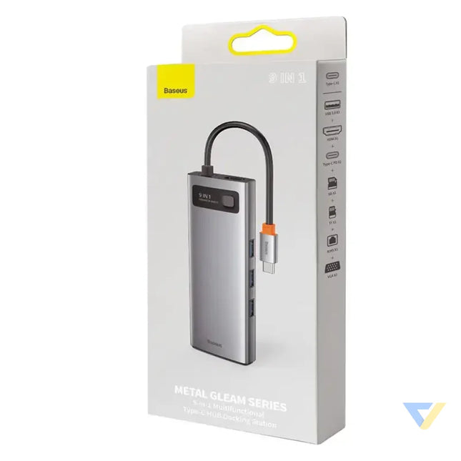 Hub 9in1 Baseus Metal Gleam Series USB C to 3x USB 3.0 + HDMI + USB C PD + Ethernet RJ45 + microSD/SD + VGA Hubs