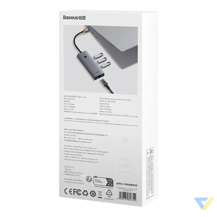 Hub Baseus UltraJoy Series Lite 4 Port (USB to USB 3.0*3 + RJ45*1 + USB C 5V) (gray) Hubs