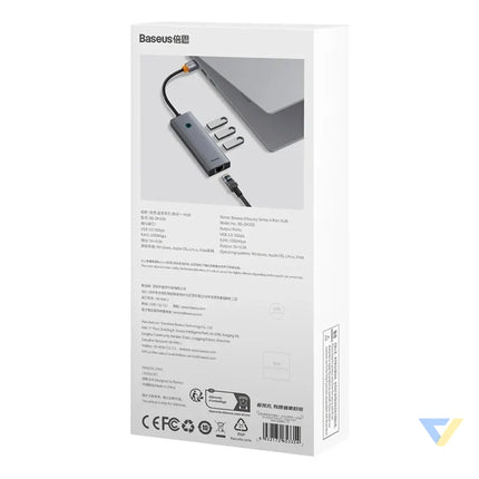 Hub Baseus UltraJoy Series Lite 4 Port (USB to USB 3.0*3 + RJ45*1 + USB C 5V) (gray) Hubs
