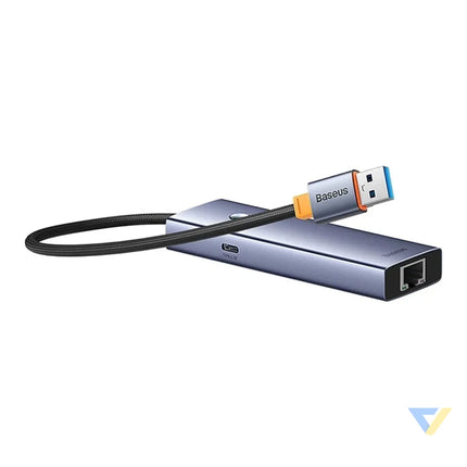 Hub Baseus UltraJoy Series Lite 4 Port (USB to USB 3.0*3 + RJ45*1 + USB C 5V) (gray) Hubs
