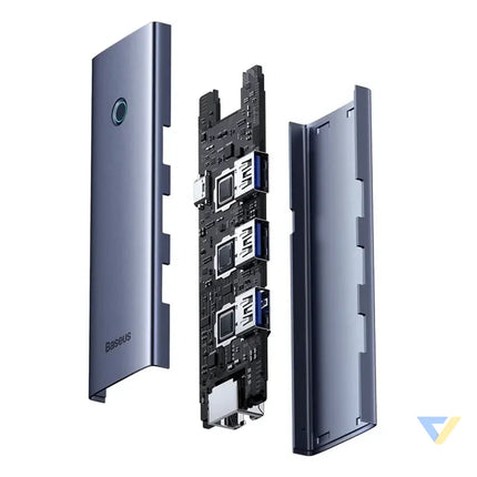Hub Baseus UltraJoy Series Lite 4 Port (USB to USB 3.0*3 + RJ45*1 + USB C 5V) (gray) Hubs