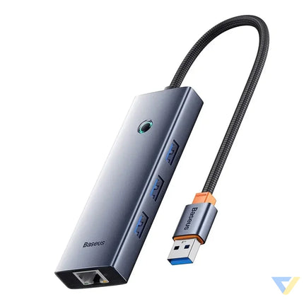 Hub Baseus UltraJoy Series Lite 4 Port (USB to USB 3.0*3 + RJ45*1 + USB C 5V) (gray) Hubs