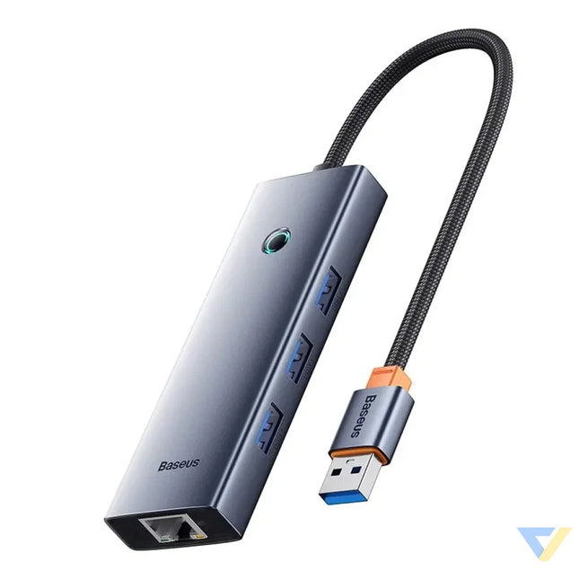Hub Baseus UltraJoy Series Lite 4 Port (USB to USB 3.0*3 + RJ45*1 + USB C 5V) (gray) Hubs