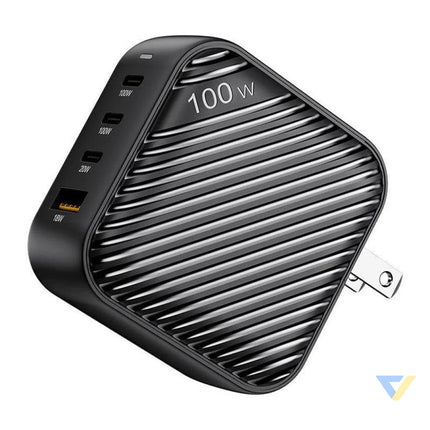 INVZI GanHub 3x USB C + USB wall charger 100W EU/UK/AU/US (black) mains chargers
