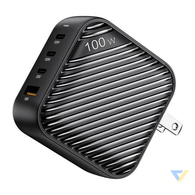 INVZI GanHub 3x USB C + USB wall charger 100W EU/UK/AU/US (black) mains chargers