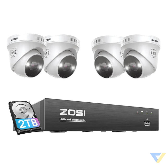 IP Camera ZOSI C225 4 pcs WiFi 5MP + NVR 8ch + 2TB HDD IP cameras