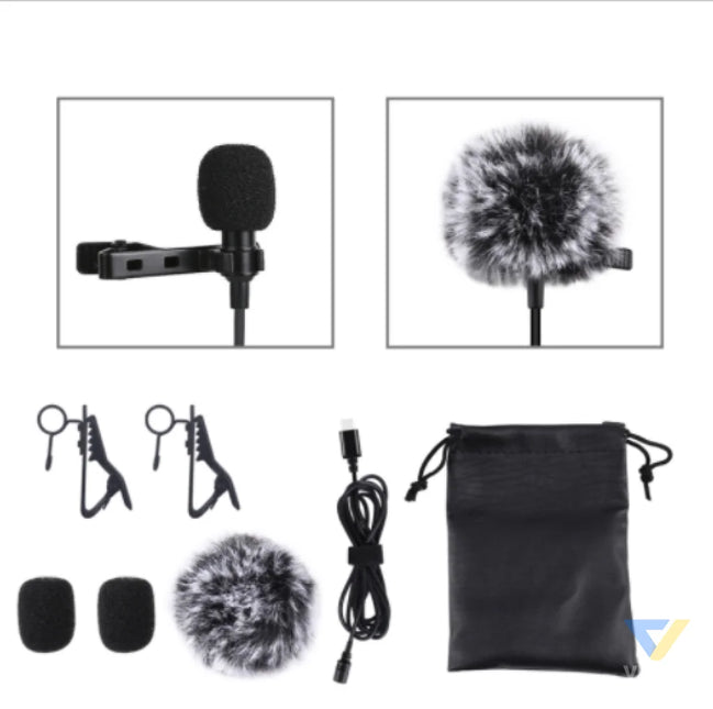 Jack Puluz tie microphone with clip PU425 1.5m USB C Lavalier
